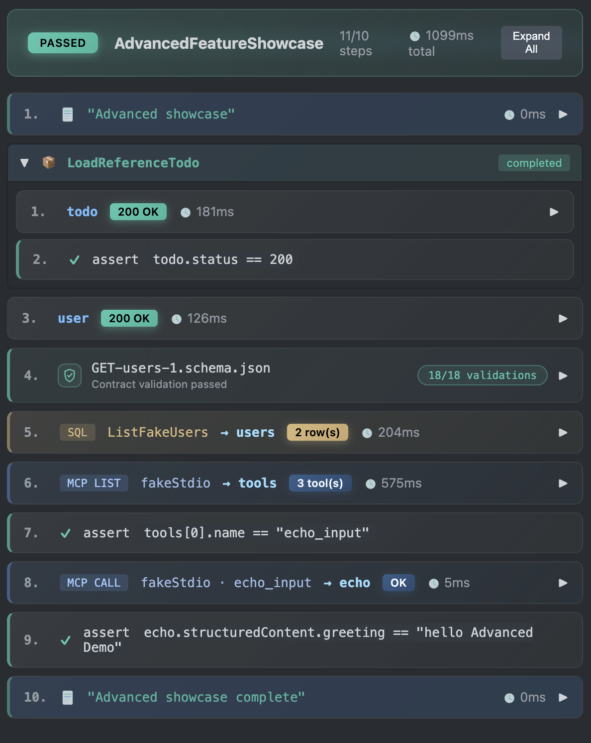 Norn run results panel showing a successful workflow
